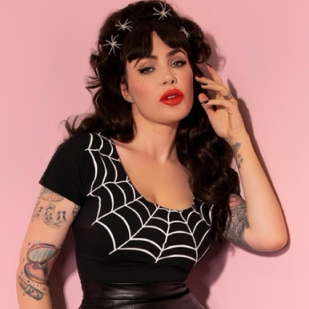 Vixen by Micheline Pitt mantrap spiderweb shirt small